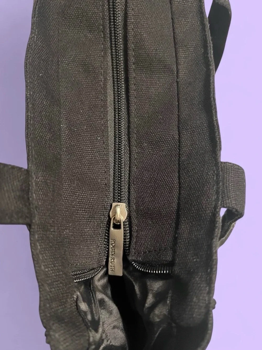 Robin Ruth Black Tote with Purple & White Barcelona Script